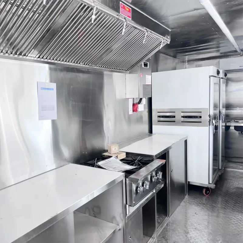 Food Truck Hot Dog Cart Fast Food Mobile Kitchen Trailer Candy Chips Service Stainless Steel Frame Rust Food Trailer