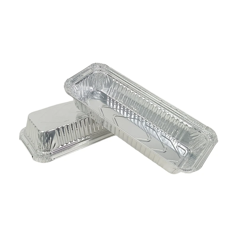 

1000ml Disposable Rectangular Aluminum Foil Container BBQ Baking Tray Takeaway Food Packaging Box Long Bread Toast Tin Foil Box