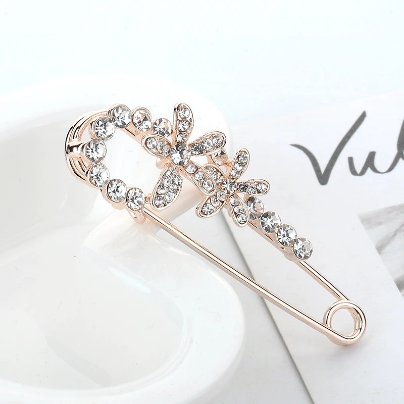 Fashion New Rhinestone Brooch Pisces Pin Women Pearl Lapel Pin Sweater Dress Buckle Pin Jewelry Brooch Pin Badge Buckle Accessor