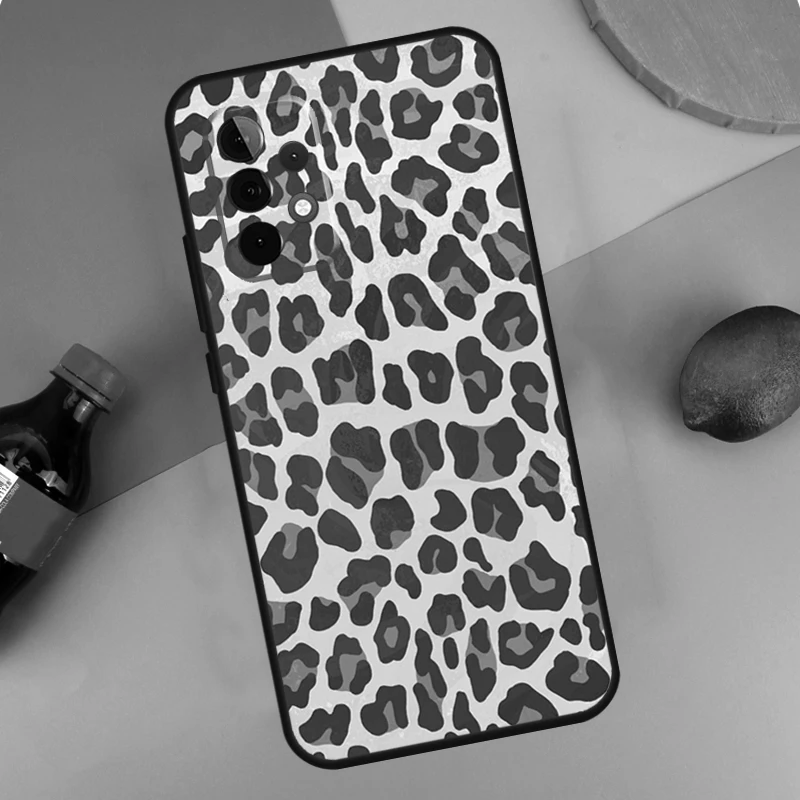 Fundas con struttura leopardata in bianco e nero per Samsung Galaxy A54 A34 A14 A52 A32 A22 A12 A13 A23 A33 A53 A73 A51 A71 Case