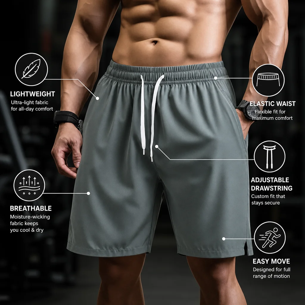 Shorts Esportivos Masculinos 2026: Bermuda Respirável para Tênis, Secagem Rápida, Calça para Badminton, Shorts para Corrida ao Ar Livre, Roupa Esportiva Fitness