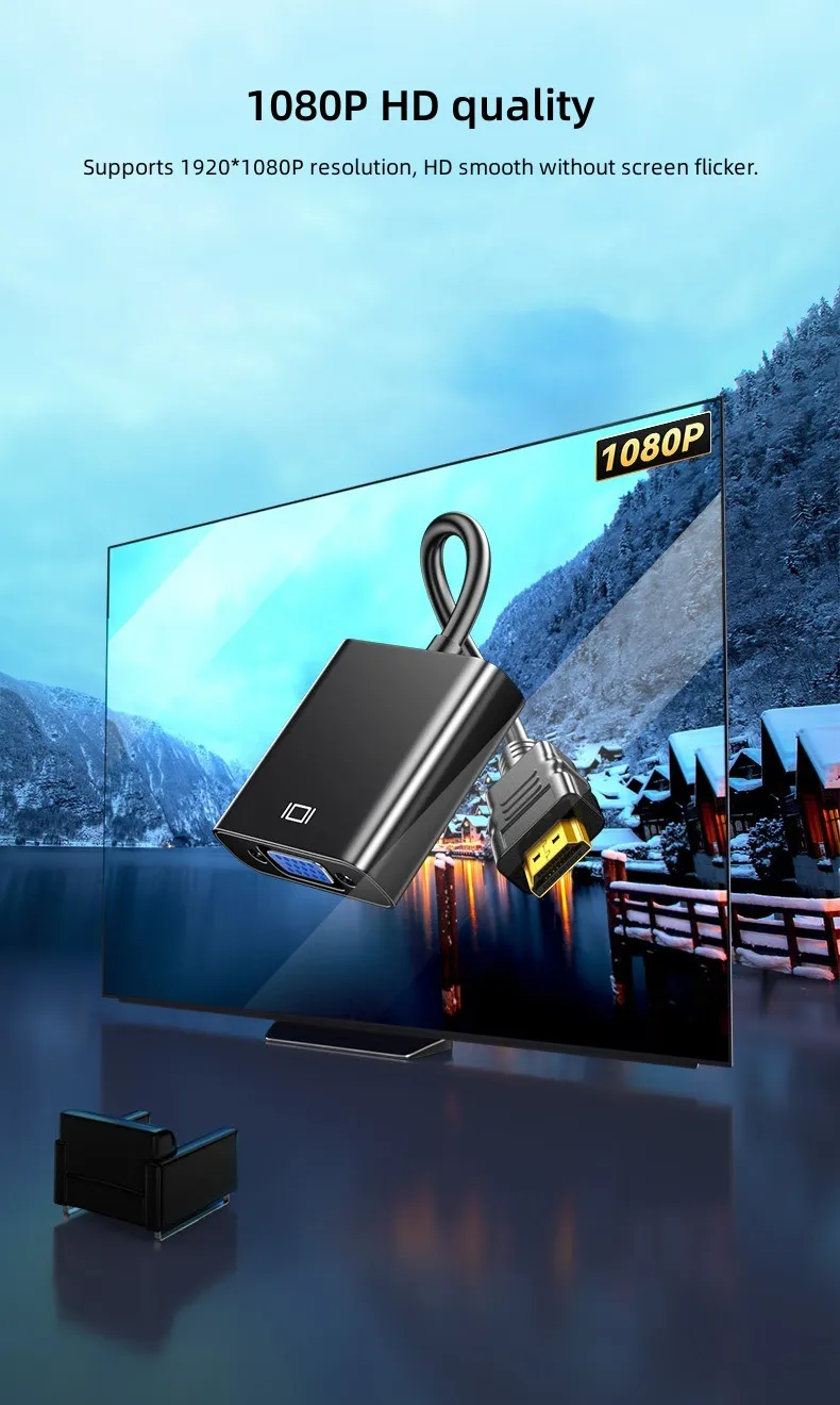 DT-2903 1080P Hdmi macho a Vga hembra Kabel Video Converter entrada HDMI a salida Vga Cable adaptador