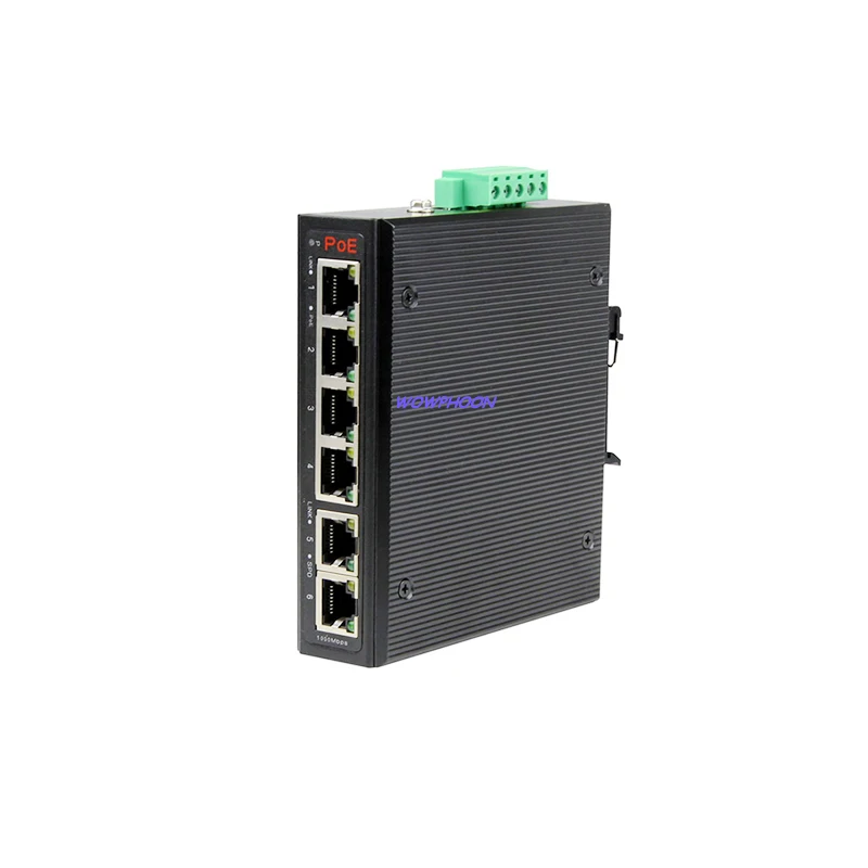 Industrial PoE Switch, 6-Port, 4 RJ45 Ports, 2 RJ45 Ports, DC Input: 48V-57V