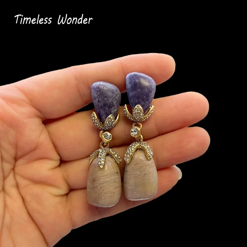 Timeless Wonder Fancy Zircon Geo Stone Stud Earrings Women Designer Jewelry Trendy Gift Top Classy Simple Neat Party 5133