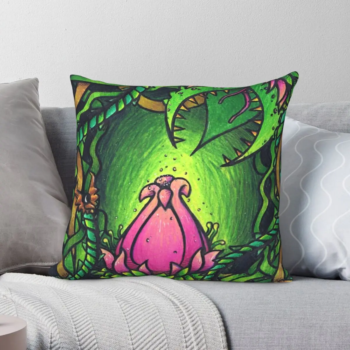 Terraria Plantera Square Pillowcase Polyester Linen Velvet Pattern Zip Decor Room Cushion Cover