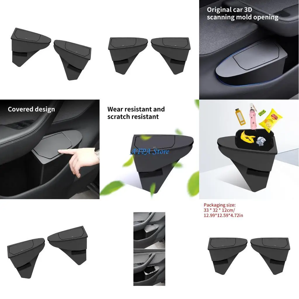 

U13C Car Front Door Mounted Trash Can Anti Vibrations Storage Box for Y 2025
