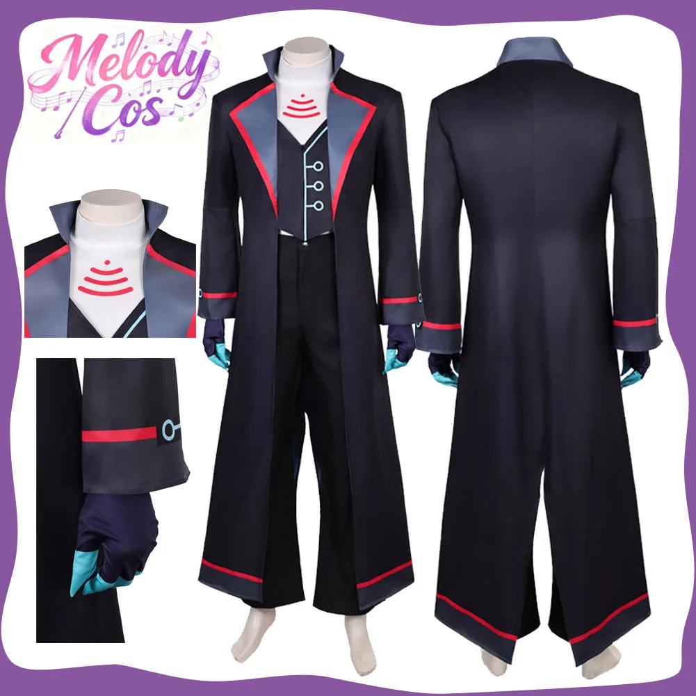 

Fantasia Vox Cosplay Costume Anime Hotel Disguise Top Jacket Pants Gloves Outfits Adult Men Male Halloween Carnival Party Suit