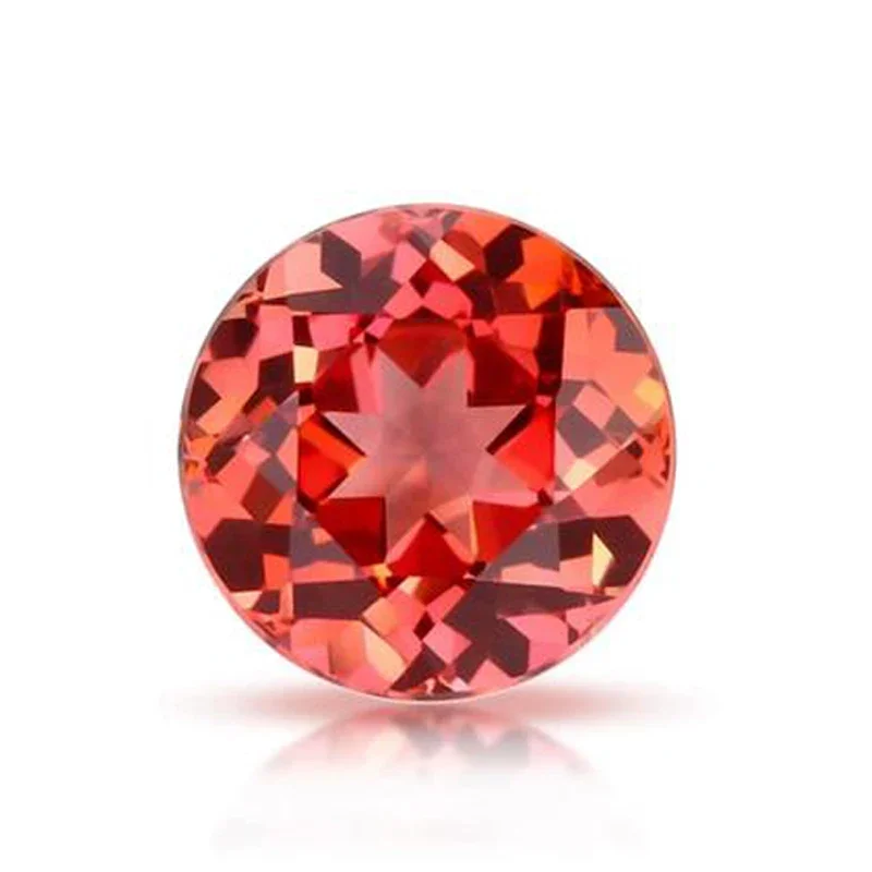قطع طبيعي Padparadscha الياقوت جولة اكسيد الالمونيوم الاصطناعية مجموعة فضفاضة الأحجار الكريمة تمرير الماس اختبار القلم