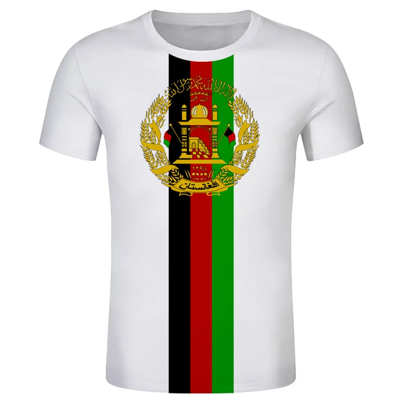 Afghanistan Flag T Shirt Free Custom Pashto Text Islam Male Printed T Shirt ISLAMIC Jersey Casual Crew Collar Child T Shirt Tops