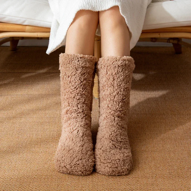 

Female Thick Socks Slip Warm Comfy Grip Sleeping Loose Slouch Non Sock Plush Floor Soft Fluffy Slippers Winter Fuzzy Women