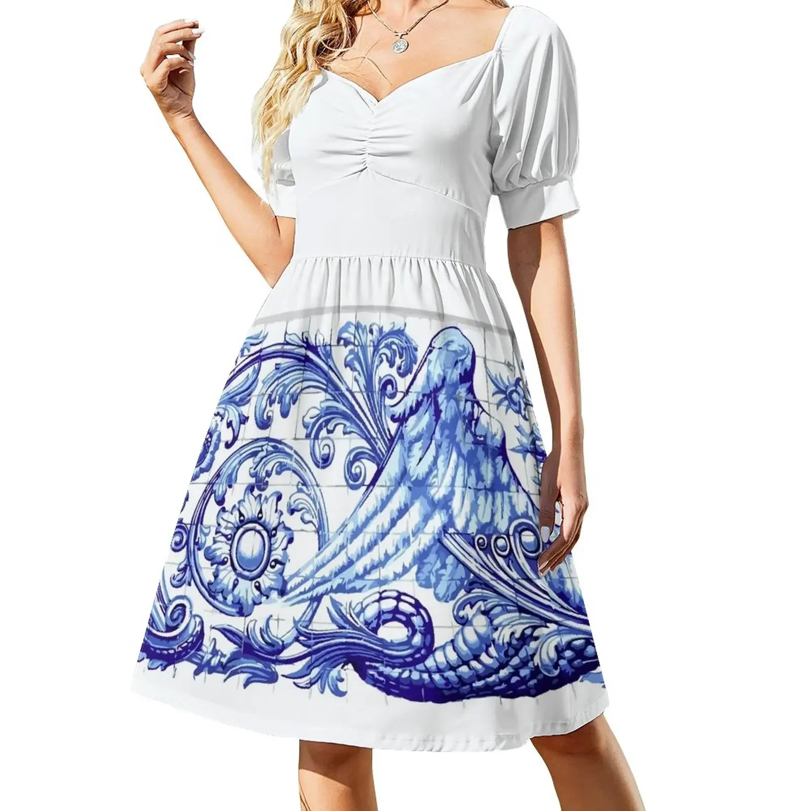 

Azulejo Lisbon Azulejos Lisboa Dragon Sleeveless Dress Women's clothing Clothing female Dress