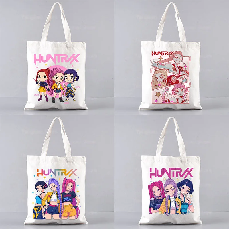 

KPop Demon Hunters Zoey Rumi Mira New Arrives Art Canvas Bag Totes Simple Print Picnic Bags Girls Life Casual Pacakge