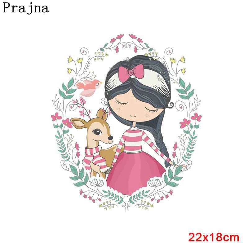 Prajna żelazko na Transfer Cartoon Girl Patch DIY naklejka termiczna żelazko na plastry na odzież Kid przenikania ciepła ładna dziewczyna aplikacja