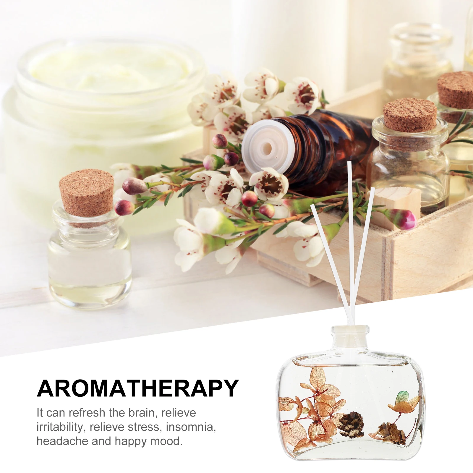 

2 Pcs Aromatherapy Essential Oil Diffuser Glass Plant Air Freshener Home Car Purifying Bottle Aroma Diffuser Flower