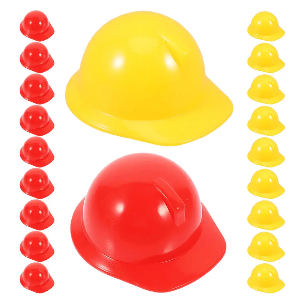 20Pcs Mini Yellow Red Construction Tiny Hard Hat for Party Favors Craft Supplies Dollhouse Scenes Play Sets Miniature
