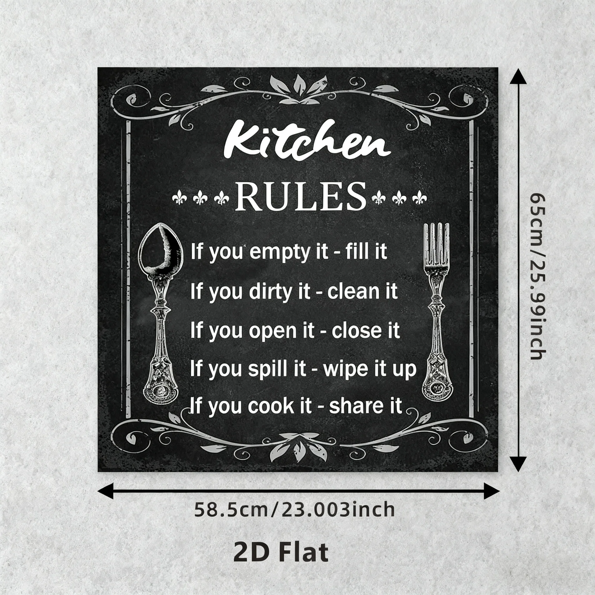 2D FIat 1pc Fun Kitchen Rules Dishwasher Magnetic Door Sticker, 23x26 Inches