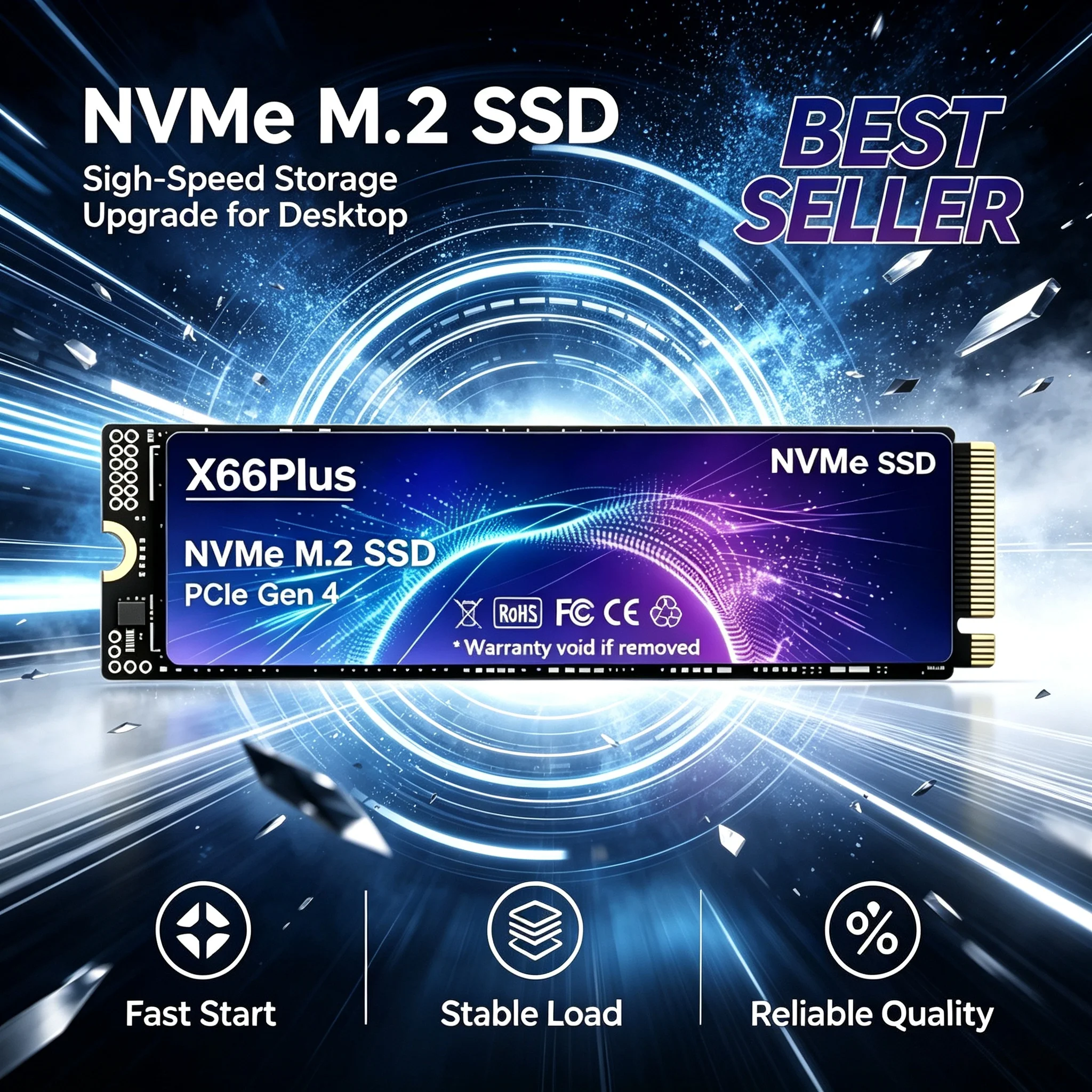 Novo SSD M2 NVMe PCIe Gen4 de Alta Velocidade X66Plus 500GB 1TB 2TB 4TB Unidade de Estado Sólido Integrada para Jogos, Escritório, PC e Laptop