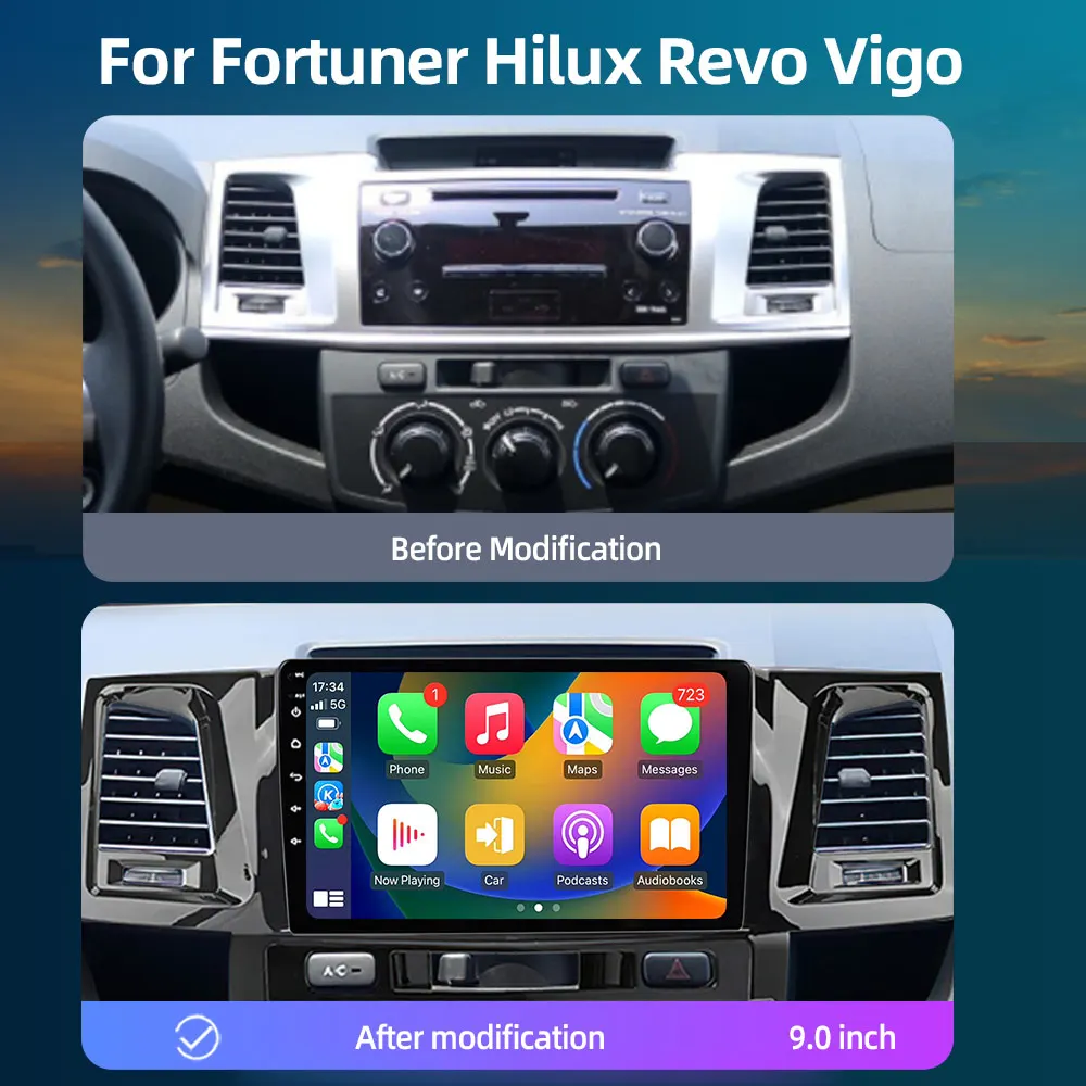 JUNDOF 2din Android Car Multimedia Video Player Auto Radio For Toyota Fortuner HILUX Revo Vigo 2007-2015 DSP Carplay GPS Stereo