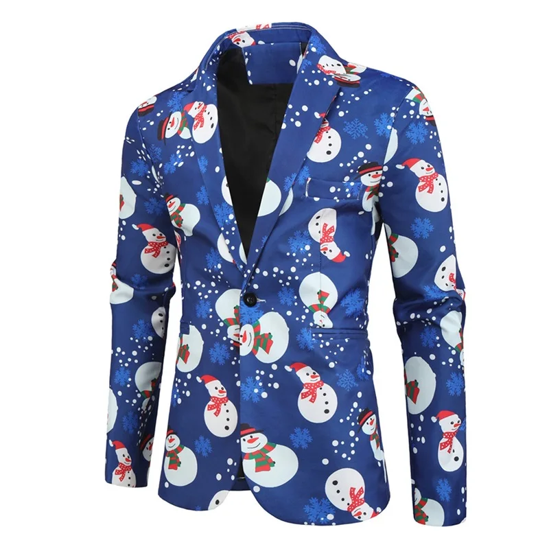 

Men s Christmas Suit Tuxedo Suits for Men Regular Fit Snowflake Snowman Print Blazer Suit Novelty Xmas Costume