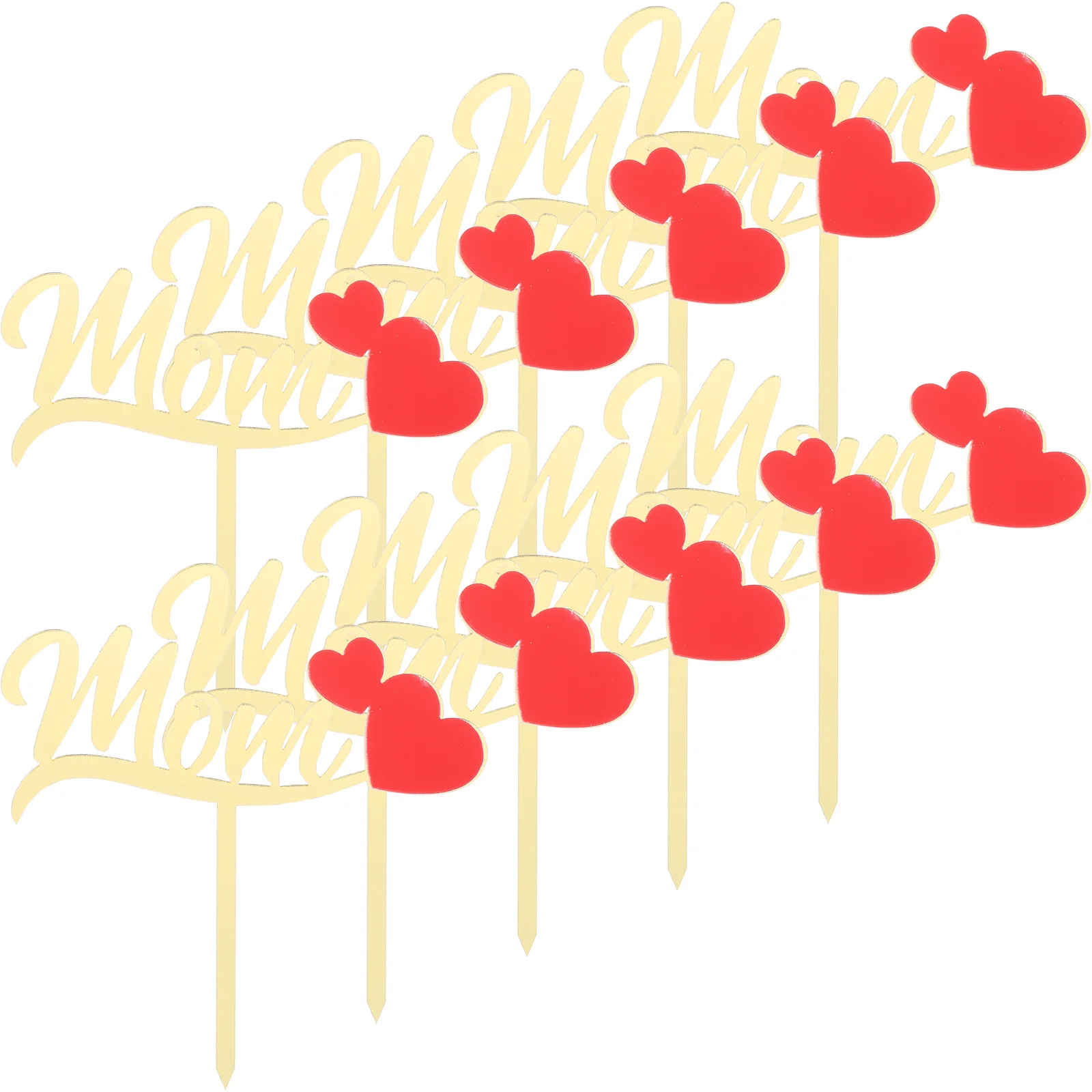 

10 Pcs Mother's Cake Inserts Decorations Topper Mama Party Acrylic Cupcake Toppers Accessories for Day Cards Mom Decorate