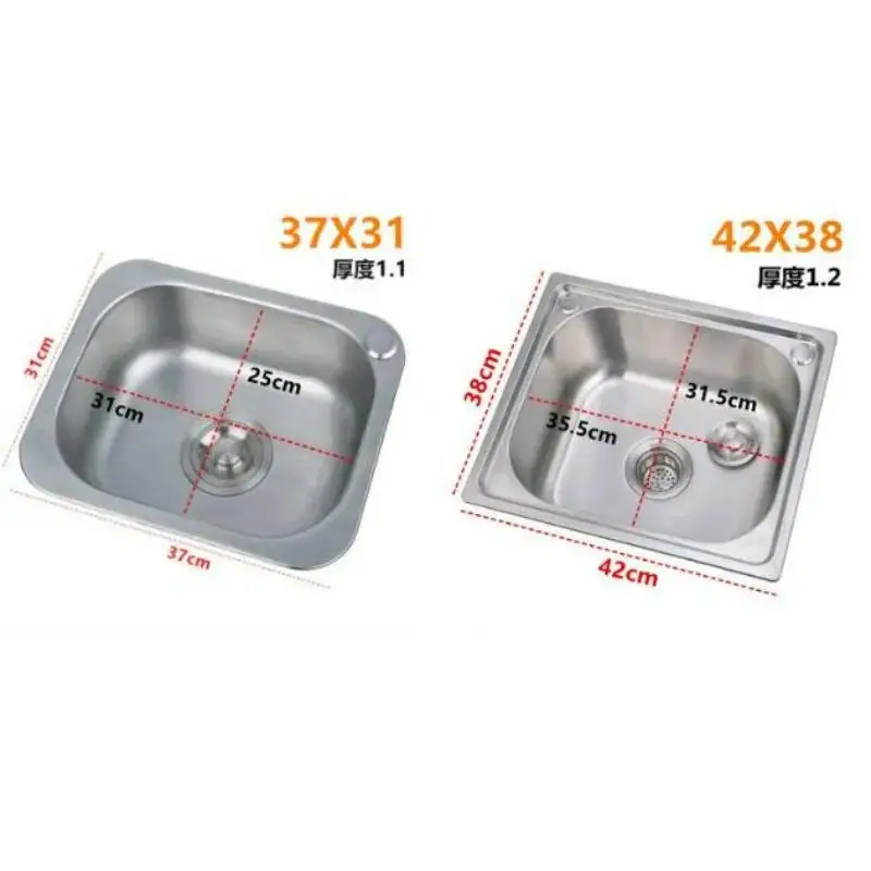 Silvery 304 Stainless Steel Kitchen Sink Multiple Size Undermount Basin Sink Single Tank Wash Vegetables Thickened Basin Set