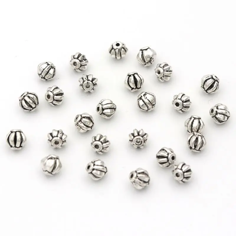 20/50pc Tibetan Silver Color European Metal Lantern Spacer Loose Beads Charm For Jewelry Making Diy Finding Needlework Wholesale