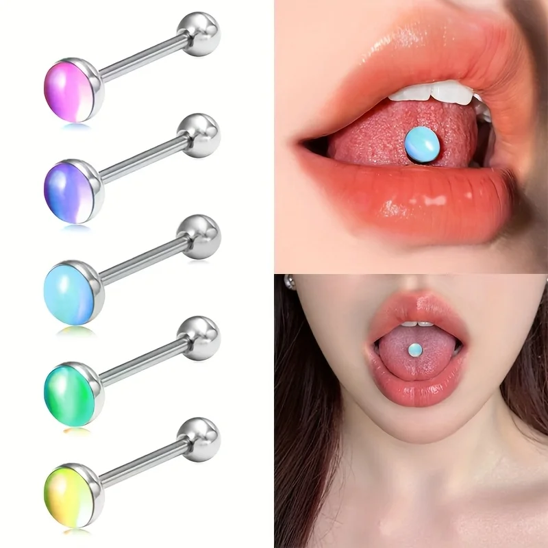 1Pc Fashion Stainless Steel Gradient Color Tongue Lip Stud  For Women Men