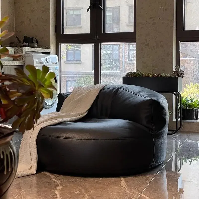 Half Moon Lazy Sofa Single Lazy Chair Small Apartment Rental Sofa Can Lie and Sleep on  Balcony Nordic Bean Bag Sofas Furniture image 3