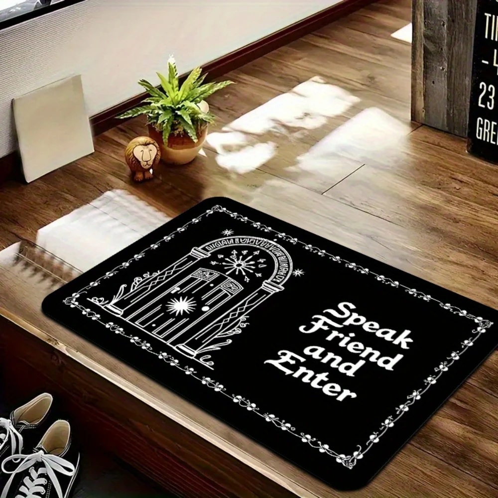 Fantasy Dark Arch Pattern Doormat Dark Style Playful Unwelcome Text Print Doormat Back Door HalloweenLiving Room Corridor Foyer