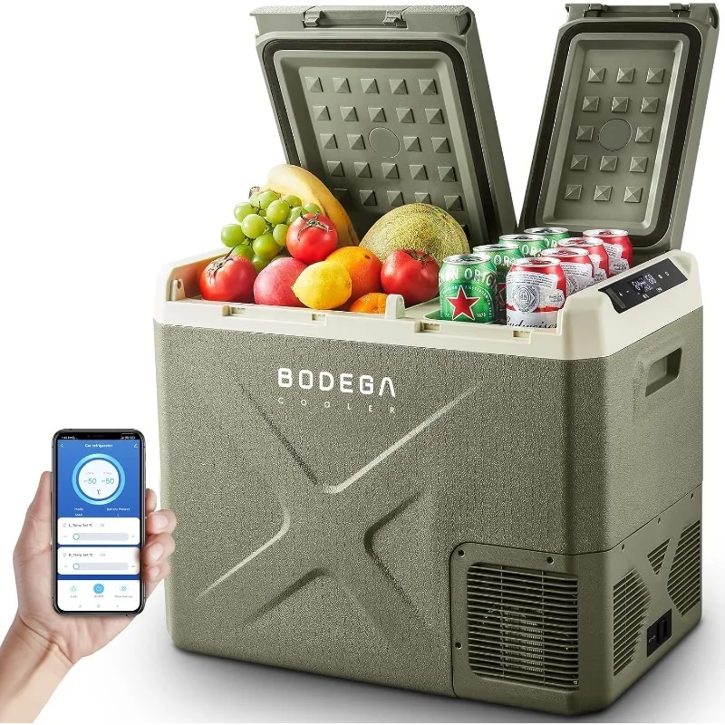 12V Portable Refrigerator 42 Quart (40L) Dual Zone Car Refrigerator -4℉-68℉ Portable Freezer for Outdoor Camping Travel Vehicle