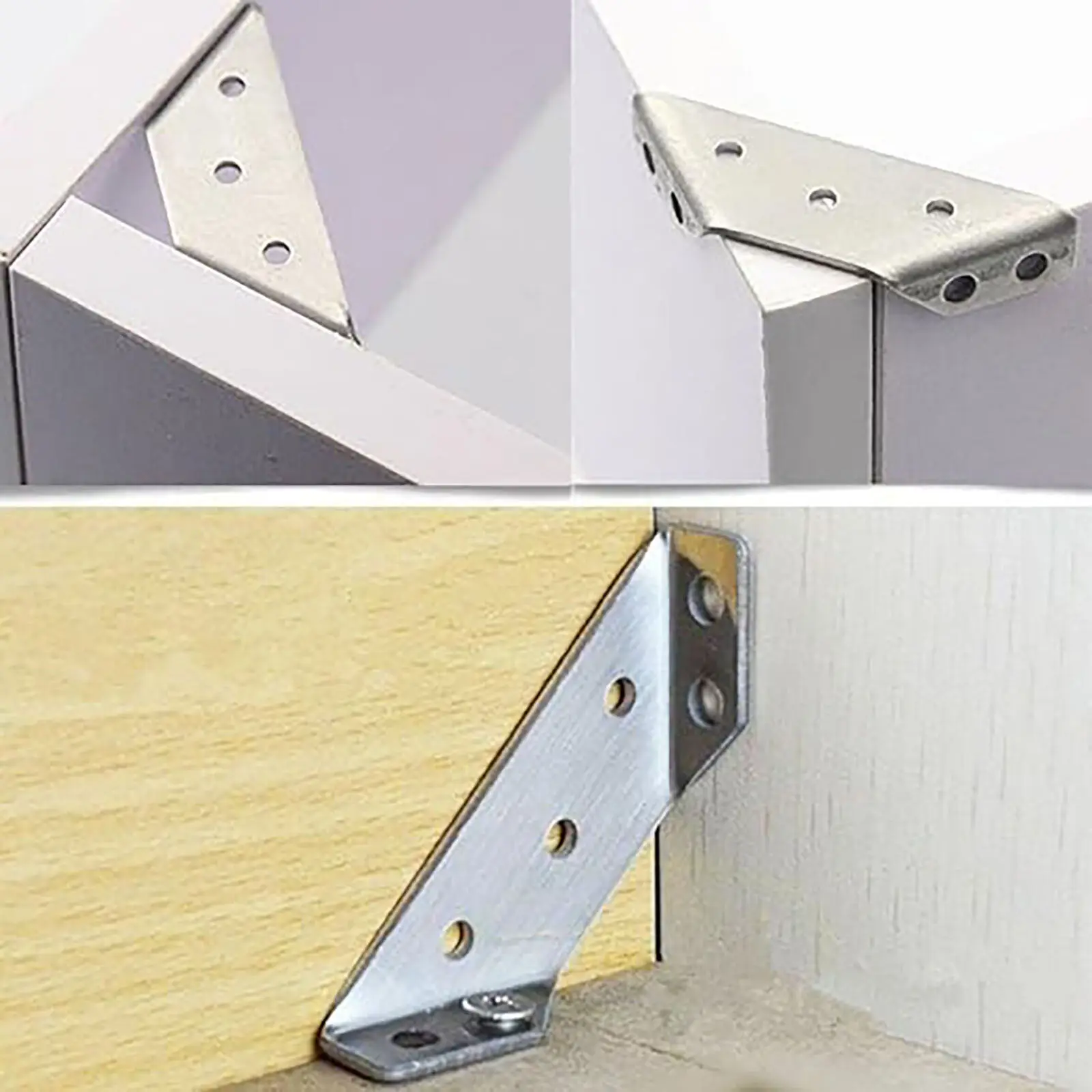 10/20PCS Furniture Corner Connector Set Metal Trapeziform Angle Bracket Triangle Corner Brace Chair Drawer Shelf Joint Support