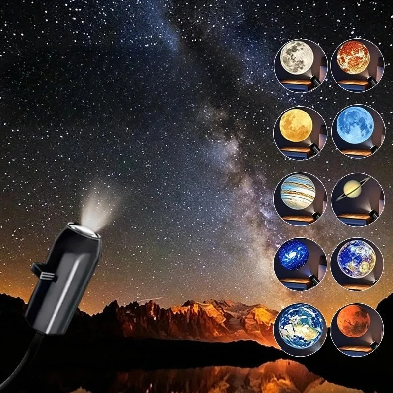 1-4Sets USB Star Projector Night Light Rotating Constellation Film Space Ceiling Lamp for Car Bedroom Kids Room Party Decor