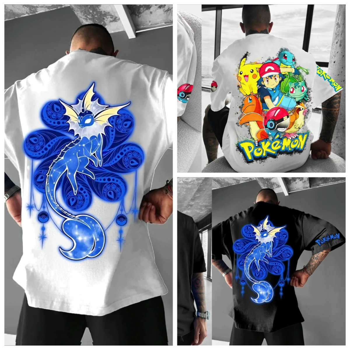 2025-夏の売れ筋新ポケモン男の子と女の子-3d-印刷クルーカラー-tシャツストリートスポーツカジュアルトップコスプレ服