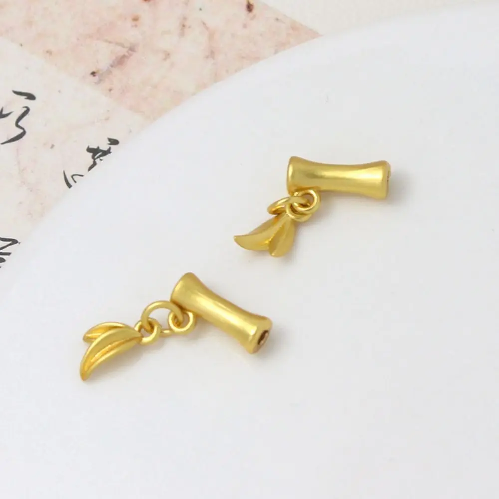 2/10Pcs DIY Jewelry Bamboo Joint Spacer Beads Antique Gold Copper Bail Beads Connector Handmade Craft Vintage Bamboo Tube Beads