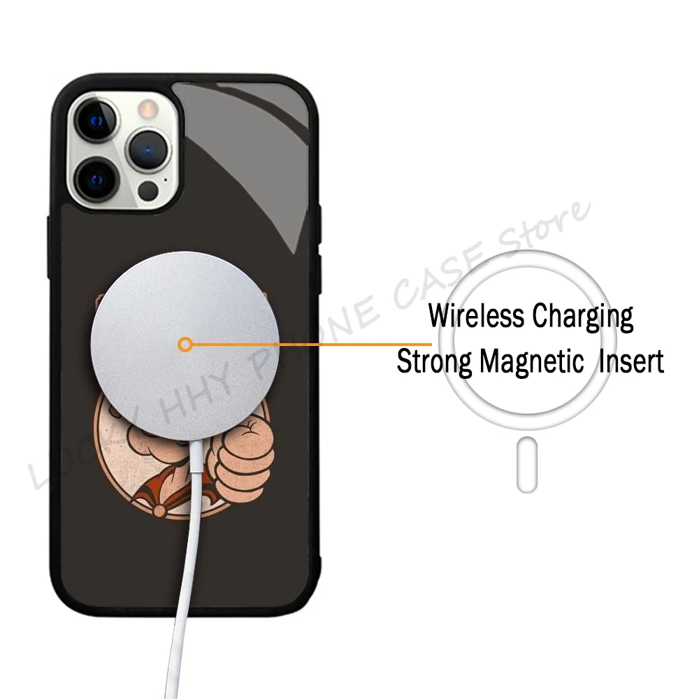 Cute Cartoon Phone Case Strong Magnetic For IPhone 15 14 13 Pro Max 11 12 Mini P-Popeye For Magsafe