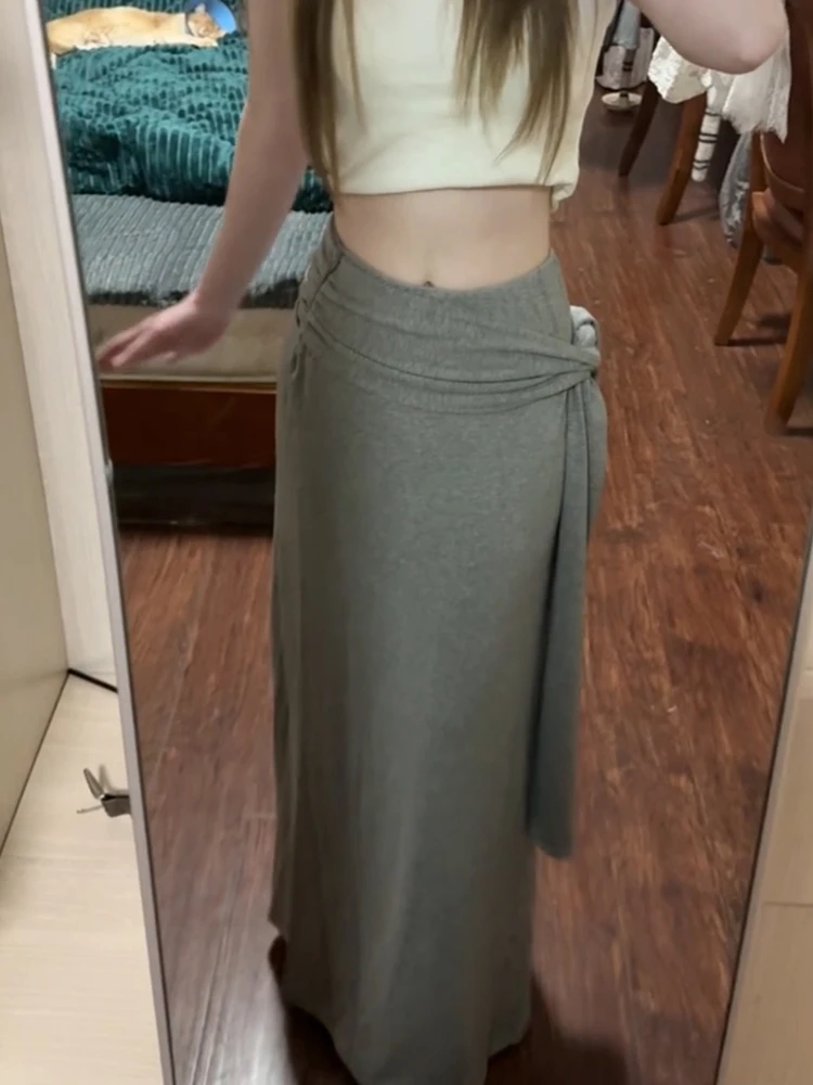 กระโปรงถักทรงเอ ผูกเอว ผู้หญิง ฤดูร้อน ดีไซน์ใหม่ สวยเก๋ ช่วยพรางหุ่น ทรงยาวพลิ้ว กระโปรงเอวสูงทรงเอ