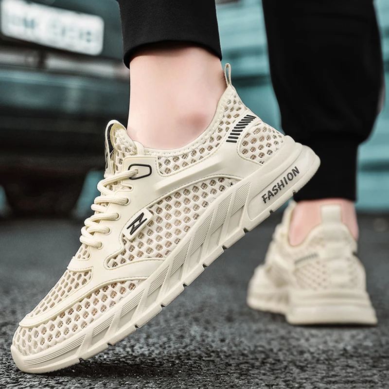 YRZL Men's Walking Shoes Breathable Mesh Lightweight Anti Slip Soft Sole Men's Casual Athletic Footwear Comfortable Shoes