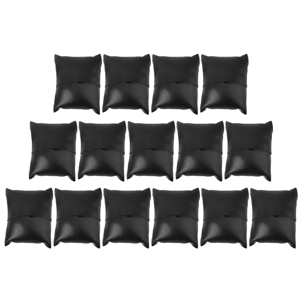 

15 Pcs Black Watch Pillow PU Jewelry Displays Holder Cushions for Bracelets Bangle Anklet Showcases Storage