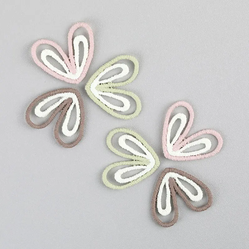 30 Stück 2,8*2,6cm Hohle Kaninchenohren-Stickerei-Patches für Haarspangen, Schuhblumen, Mützen-Dekoration und Accessoires – Detail 4