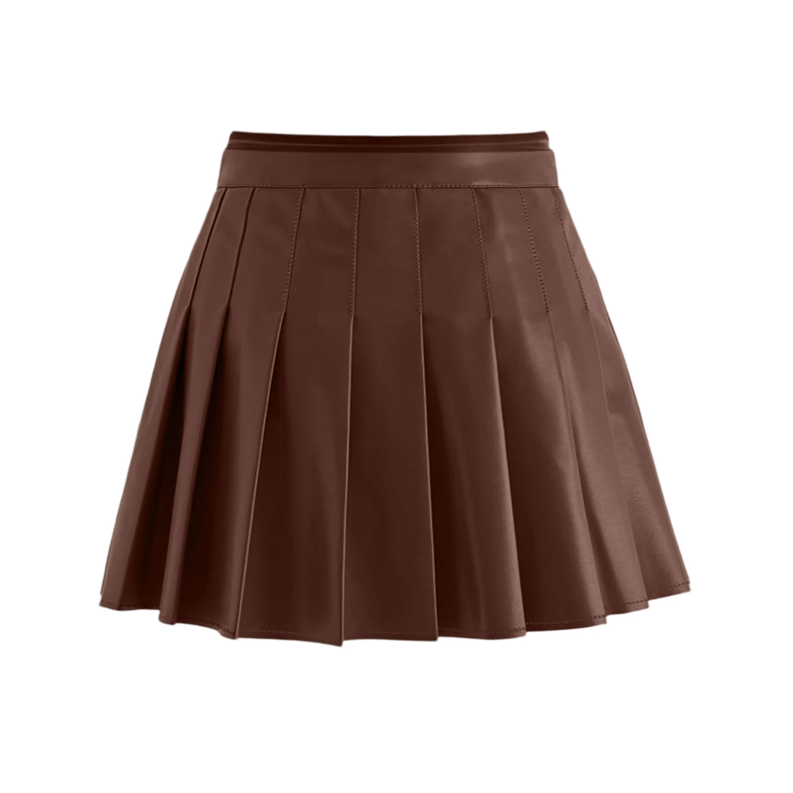 Y2k PU Leather Mini Skirts Women Streetwear High Waist Pleated Skirt Vintage Korean Slim Casual A Line Skirts