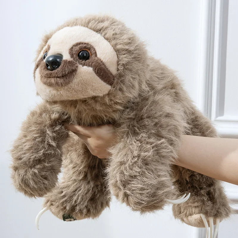 Soft Realistic Sloth Plush Toy Cute Stuffed Wild Animal Brown Tan Sloth Plushies Cartoon Wildlife Cuddly Plushies Home Decor