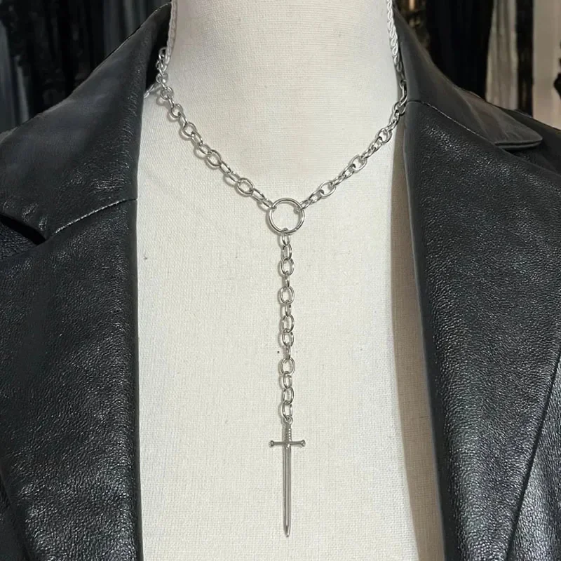 Barbed Wire Chunky Retro 90s Inspired Streetwear Necklace Pearl Dangle Celestial Choker