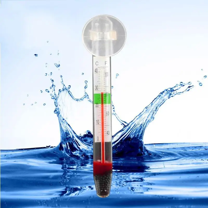 Glass Tube Aquarium Fish Tank Thermometer Submersible Suction Tanks Decor Glass Meter Water Temperature Gauge Suction Cup