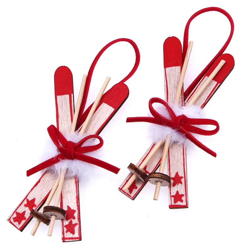 1 ชิ้นไม้ Miniature Sleigh เครื่องประดับต้นคริสต์มาสจี้รุ่น Xmas ของขวัญของเล่นตกแต่ง