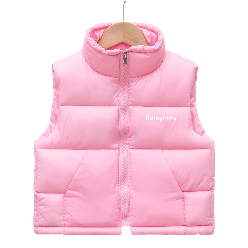 Winter boy plus velvet warm vest 2-12-year-old girl casual loose down sleeveless jacket thickened 2023 fashion children Clothing