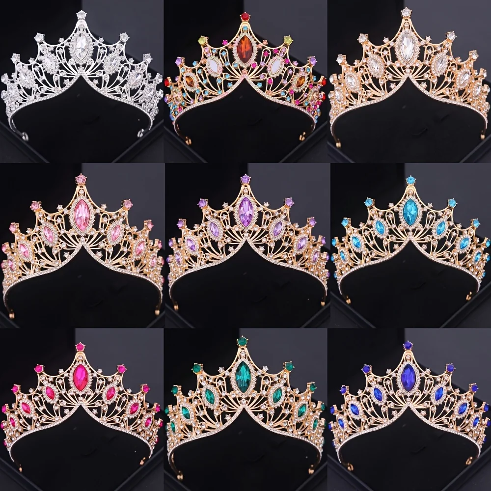 Baroque Crystal Crown Tiara For Women Bride Vintage Rhinestone Prom Diadem Bridal Wedding Hair Accessories Jewelry Crown Tiara