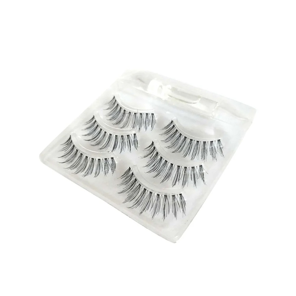 3Pair False Eyelash Set Natural Handmade Long Thick Fake Eyelashes Comfortable Easy Remove Makeup Eyelashes for Party Daily Wear