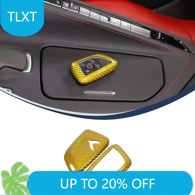 

Para Chevrolet Corvette C8 2020-2022 funda para llave coche fibra carbono Real funda para llave coche accesorios