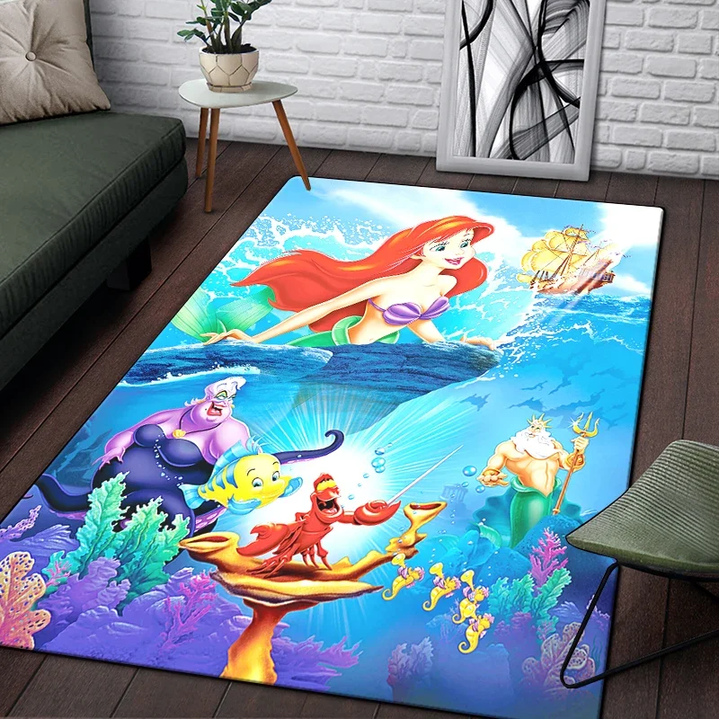 The Little Mermaid HD PrintedCarpet Rug for Living Room Bedroom Decoration Picnic Camp Kitchen Carpet Crawling Carpet