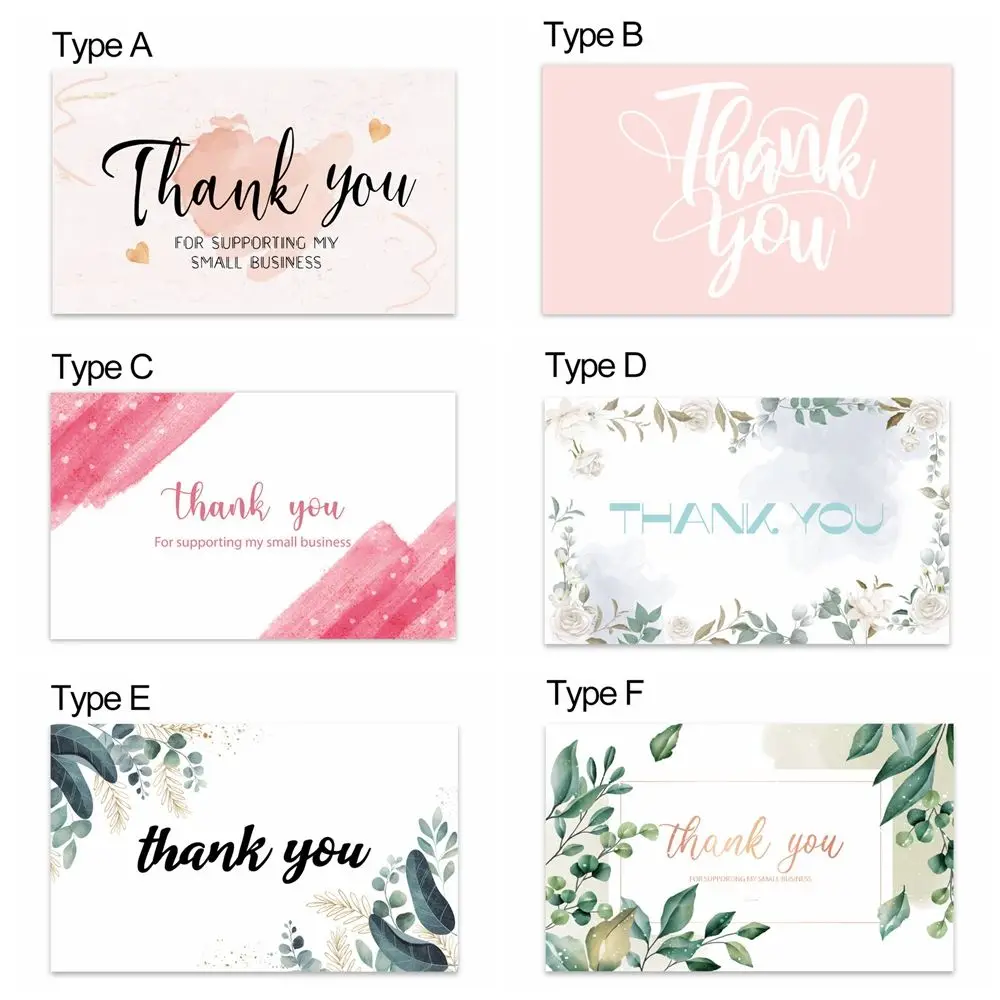 Pink Watercolor Thanks Labels Greenery Leaves Thank You Cards For Supporting My Small Business Greeting Appreciation Cardstock